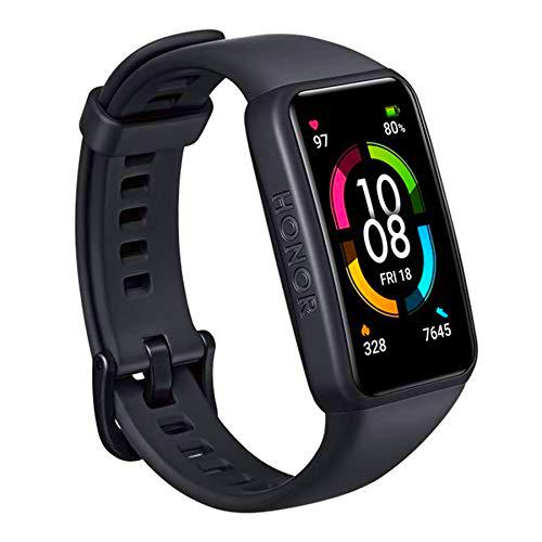 HONOR Band s6 Pulsera Inteligente 1.47&quot;AMOLED Pantalla táctil Completa SpO2 Frecuencia cardíaca Sueño Natación Estrés Rastreador de Actividad 5ATM Impermeable, Negro