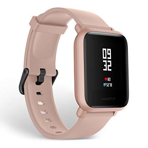 Amazfit Bip Lite Smartwatch Reloj inteligente,Rastreador con monitor cardíaco y de gimnasia,Batería útil de 45 días,Sumergible 3 ATM con Andriod y iOS-Rosa