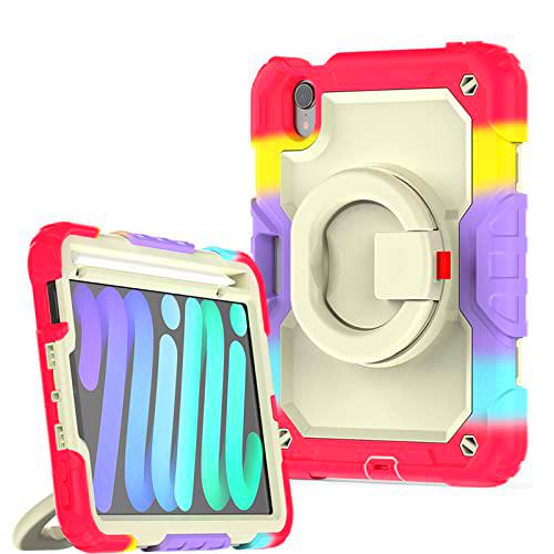 Funda para iPad Mini 6 2021 para niños,Funda Resistente a Prueba de Golpes para iPad Mini 6 con Agarre Giratorio de 360 Funda Resistente con portalápices Integrado para iPad Mini 6.generación de 8,3&quot;