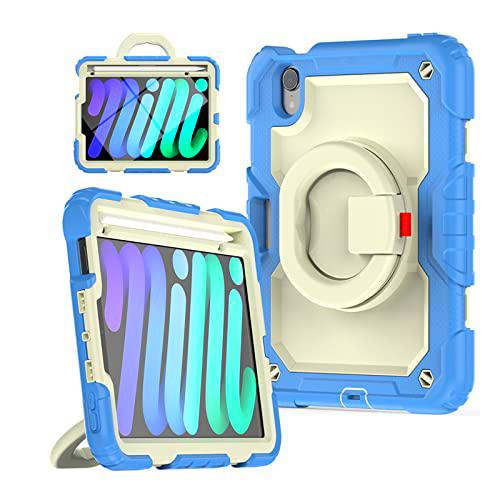 Funda para iPad Mini 6 2021 para niños,Funda Resistente a Prueba de Golpes para iPad Mini 6 con Agarre Giratorio de 360 Funda Resistente con portalápices Integrado para iPad Mini 6.generación de 8,3&quot;