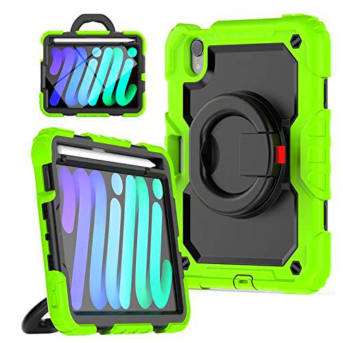 Funda para iPad Mini 6 2021 para niños,Funda Resistente a Prueba de Golpes para iPad Mini 6 con Agarre Giratorio de 360 Funda Resistente con portalápices Integrado para iPad Mini 6.generación de 8,3&quot;