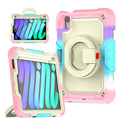 Funda para iPad Mini 6 2021 para niños,Funda Resistente a Prueba de Golpes para iPad Mini 6 con Agarre Giratorio de 360 Funda Resistente con portalápices Integrado para iPad Mini 6.generación de 8,3&quot;