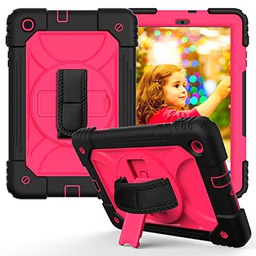 Casos para Samsung Galaxy Tab A10.1 con 3 en 1 [Soft &amp; Hard] Resistente de Servicio Resistente Cubierta de Choque a Prueba de choques Anti-Slip-Rose Red