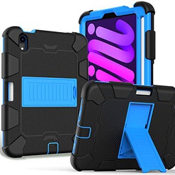 Anewone Funda para iPad Mini6, con Kickstand, Shock a Prueba de Choque Rugoso-Black+Blue