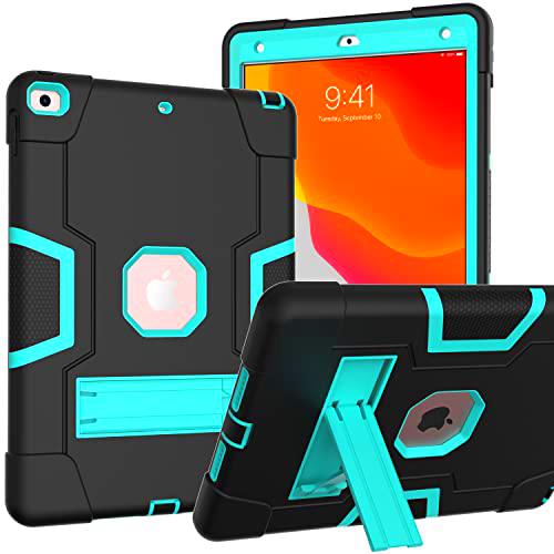 Funda para iPad 10.2(2019/2020/2021) 7th/8th/9th ,Resistente a los Golpes de Alto Impacto,Caucho Resistente-Black+Green