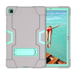 Funda Galaxy Tab A7 10.4 2020 SM-T500/SM-T505, Carcasa Estuche Caso Original 360º Protección Anti-Choques/Silicona + PC 3-In-1/Tough Armor-Grey+Green