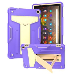 Anewone Funda para Amazon Fire HD 10, Caso de protección Resistente al Defensor de Choque de Cuerpo Completo híbrido con Stand-Purple