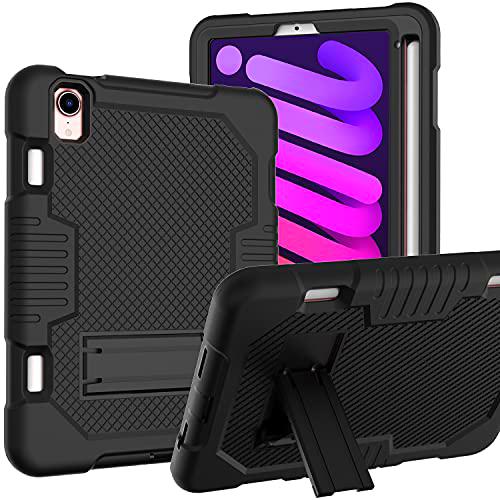 Funda para iPad Mini6 2021, Cubierta de protección contra caídas Resistente híbrida a Prueba de Golpes con Soporte para iPad 8.3'', Negro