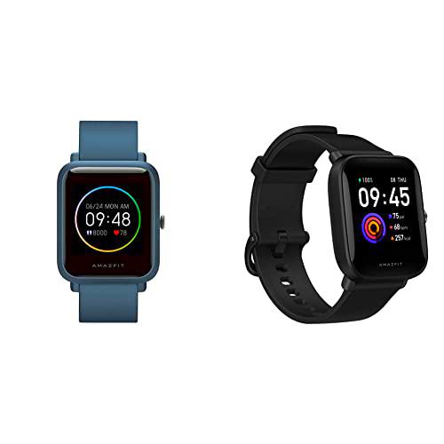 Amazfit Bip S Lite Smartwatch Ftiness Reloj Inteligente Pantalla Transflectiva Siempre Encendida + Smartwatch Fitness Reloj Inteligente Oxígeno en Sangre Frecuencia Cardíaca (Negro)