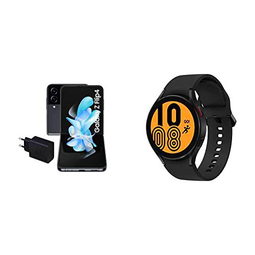 SAMSUNG Galaxy Z Flip4 5G Smartphone Android, Teléfono Móvil Plegable de 128 GB + Cargador ultrarrápido de 45W Galaxy Watch4