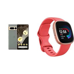 Google Pixel 7 Pro + Fitbit Versa 4 Smartwatch